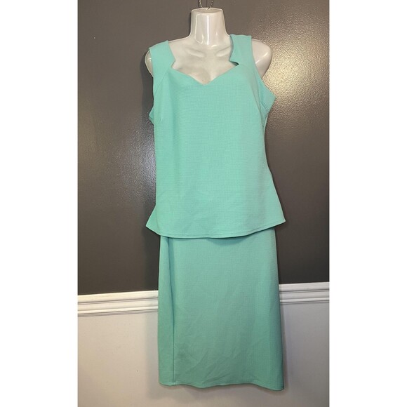 Marianne Top Skirt Set Womens 1X Textured Sleeveless Tank Suit Made in USA - Picture 1 of 9